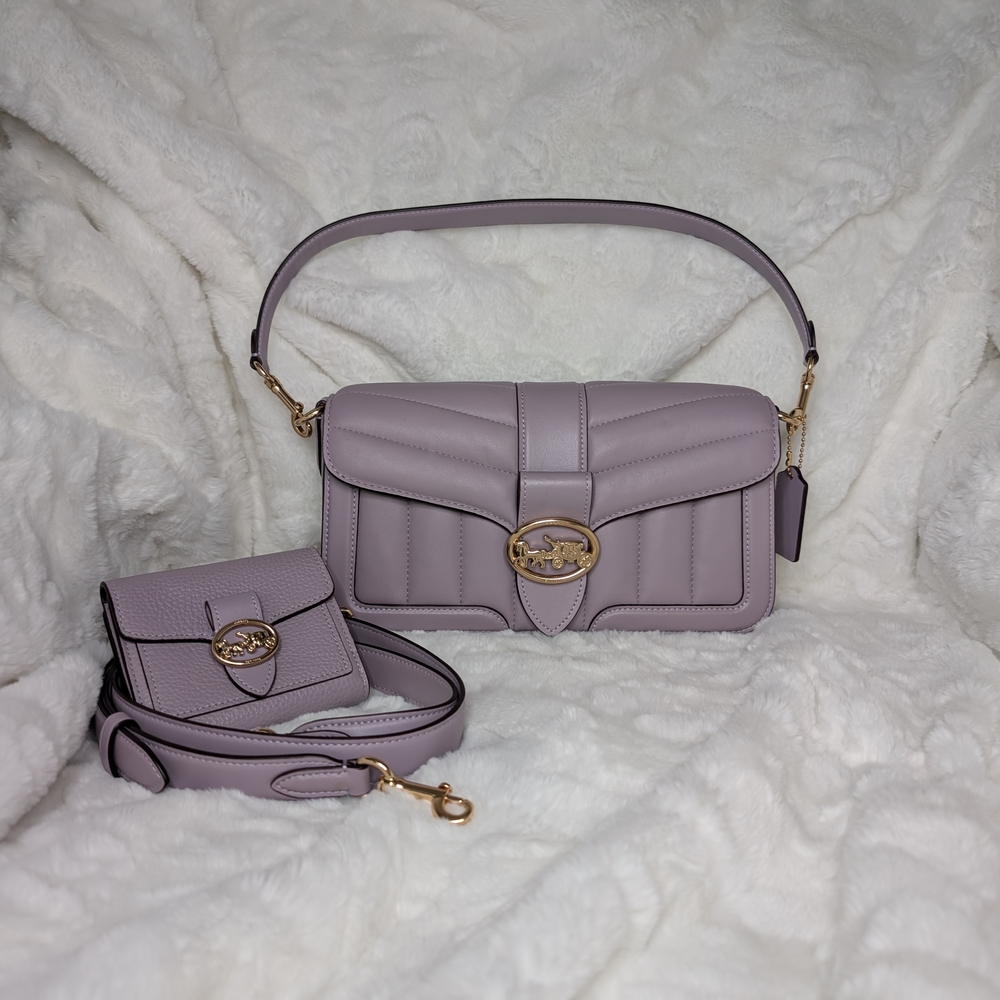 Coach RARE Georgie Puffy Quilted Leather Shoulder Crossbody Bag And Wallet Set